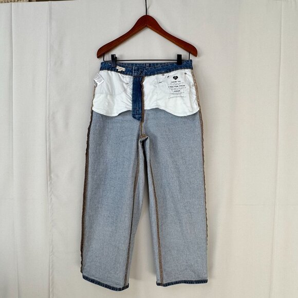 Madewell The Curvy Perfect Vintage Wide Leg Crop Jeans Cresslow Wash Size 30 - Picture 8 of 15